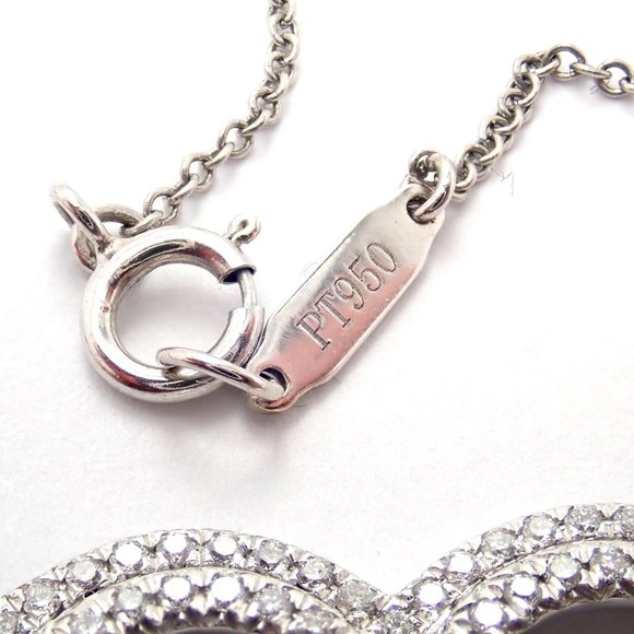 Tiffany & Co Platinum Diamond Heart Double Metro Medium Pendant Necklace - Picture 10 of 12